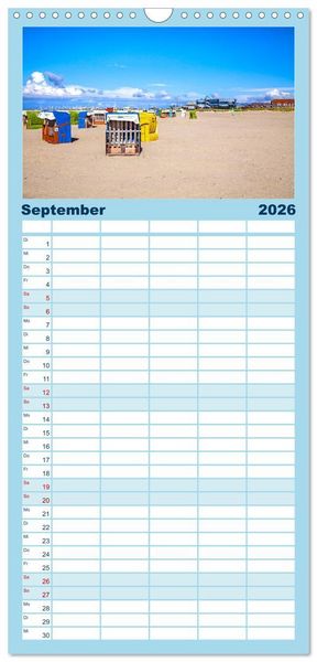 Produktbild: Familienplaner 2026 - Norden-Norddeich. Maritime Orte mit Flair mit 5 Spalten (Wandkalender, 21 x 45 cm) CALVENDO