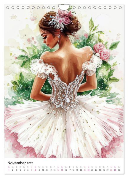 Produktbild: Ballerinas in Aquarell (Wandkalender 2026 DIN A4 hoch), CALVENDO Monatskalender