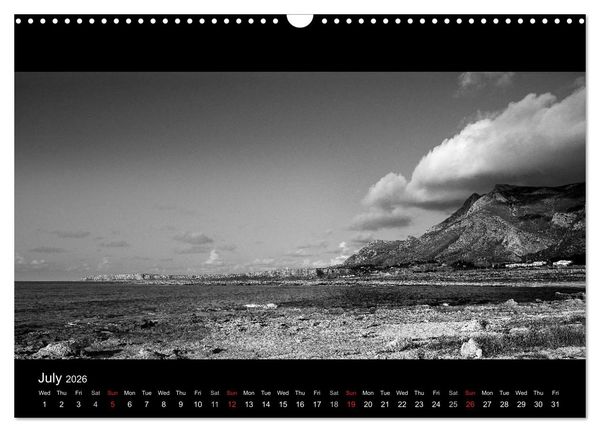 Produktbild: Black and White Sicily (Wall Calendar 2026 DIN A3 landscape), CALVENDO 12 Month Wall Calendar