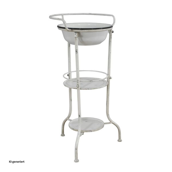 Produktbild: HTI-Living Nostalgische Waschschale Le Bain mit St&auml;nder und Ablage aus Emaille 81 cm