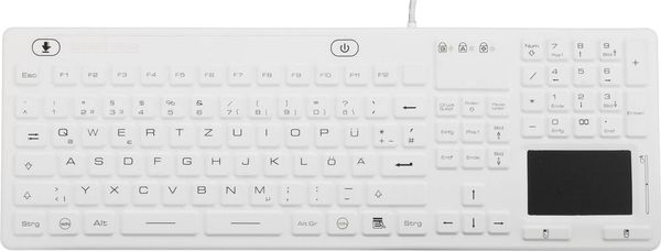 Produktbild: iM-IKB110-WH Tastatur Renkforce Wei&szlig; Spritzwassergesch&uuml;tzt, Staubgesch&uuml;tzt, Touch-Oberfl&auml;che