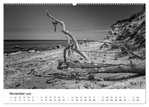 Produktbild: Ostseebad Zingst - Impressionen in Schwarz-Wei&szlig; (hochwertiger Premium Wandkalender 2026 DIN A2 quer), Kunstdruck in Hochglanz