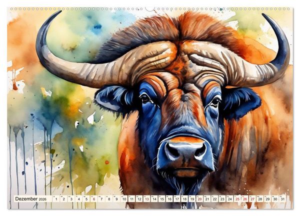 Produktbild: Zauberhafte Aquarelle von Afrikas Tierwelt (hochwertiger Premium Wandkalender 2026 DIN A2 quer), Kunstdruck in Hochglanz