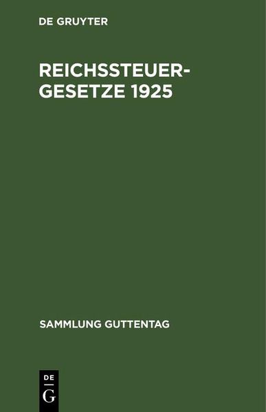 Produktbild: Reichssteuergesetze 1925