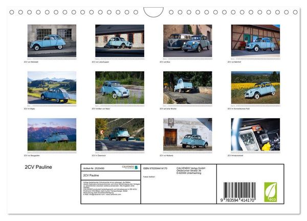Produktbild: 2CV Pauline (Wandkalender 2027 DIN A4 quer), CALVENDO Monatskalender