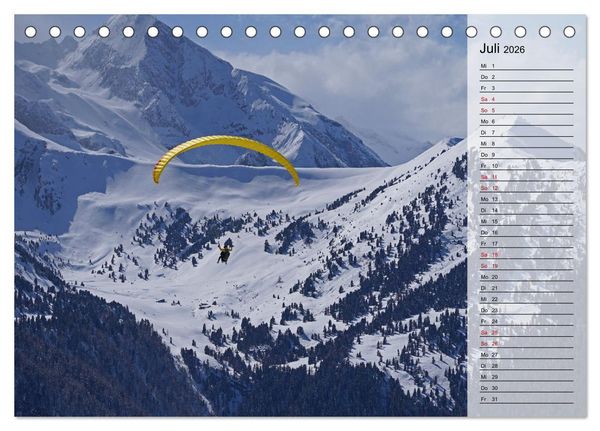 Produktbild: Gleitschirmfliegen in den Tuxer Alpen (Tischkalender 2026 DIN A5 quer), CALVENDO Monatskalender