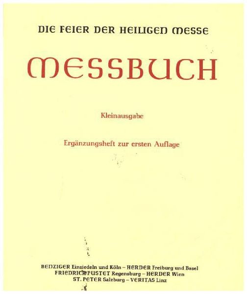 Produktbild: Messbuch f&uuml;r die Bist&uuml;mer des deutschen Sprachgebietes. Authentische... / Kleinausgabe (Kapellenmissale)