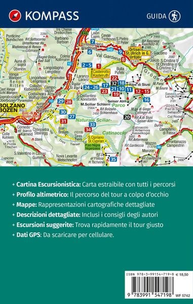Produktbild: KOMPASS guida escursionistica Alpe di Siusi, Sassolungo, Sciliar, Val di Tires, 35 itinerari