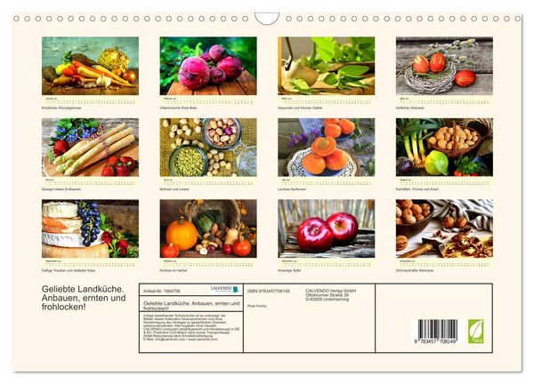 Produktbild: Geliebte Landk&uuml;che. Anbauen, ernten und frohlocken! (Wandkalender 2026 DIN A3 quer), CALVENDO Monatskalender