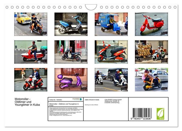 Produktbild: Motorroller - Oldtimer und Youngtimer in Kuba (Wandkalender 2026 DIN A4 quer), CALVENDO Monatskalender