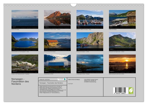 Produktbild: Norwegen - Faszination des Nordens (Wandkalender 2026 DIN A3 quer), CALVENDO Monatskalender
