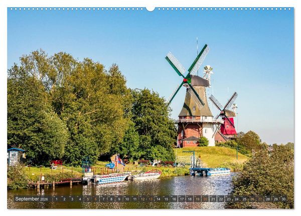 Produktbild: Maritime K&uuml;stenorte - von Greetsiel, &uuml;ber Neuharlingersiel bis Schillig (Wandkalender 2026 DIN A2 quer), CALVENDO Monatskalender