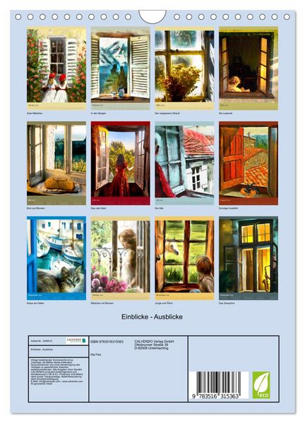 Produktbild: Einblicke - Ausblicke (Wandkalender 2026 DIN A4 hoch), CALVENDO Monatskalender