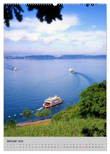 Produktbild: Der Bodensee mit seinen Sehensw&uuml;rdigkeiten (hochwertiger Premium Wandkalender 2026 DIN A2 hoch), Kunstdruck in Hochglanz