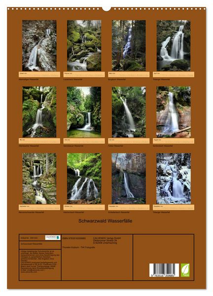Produktbild: Schwarzwald Wasserf&auml;lle (hochwertiger Premium Wandkalender 2026 DIN A2 hoch), Kunstdruck in Hochglanz