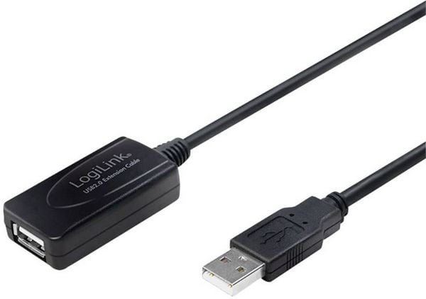 Produktbild: LogiLink USB-Kabel USB 2.0 USB-A Stecker, USB-A Buchse 10.00 m Schwarz UA0143