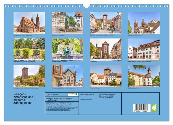 Produktbild: Villingen - historische und moderne Z&auml;hringerstadt (Wandkalender 2026 DIN A3 quer), CALVENDO Monatskalender