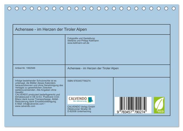 Produktbild: Achensee - im Herzen der Tiroler Alpen (Tischkalender 2026 DIN A5 quer), CALVENDO Monatskalender