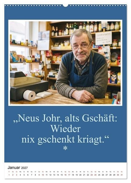Produktbild: Schw&auml;bische Mundart - A Brezl ohne Salz isch wie a Dag ohne Bruddla (hochwertiger Premium Wandkalender 2027 DIN A2 hoch), Kunstdruck in Hochglanz