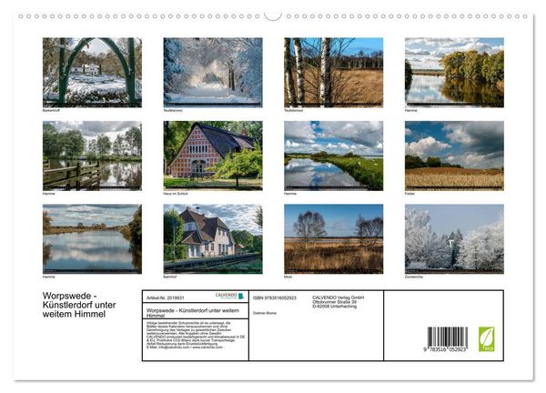 Produktbild: Worpswede - K&uuml;nstlerdorf unter weitem Himmel (hochwertiger Premium Wandkalender 2026 DIN A2 quer), Kunstdruck in Hochglanz