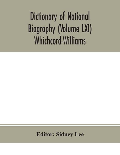 Produktbild: Dictionary Of National Biography (Volume Lxi) Whichcord-Williams