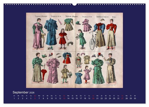 Produktbild: Alte europ&auml;ische Ankleidepuppen aus Papier (Wandkalender 2026 DIN A2 quer), CALVENDO Monatskalender