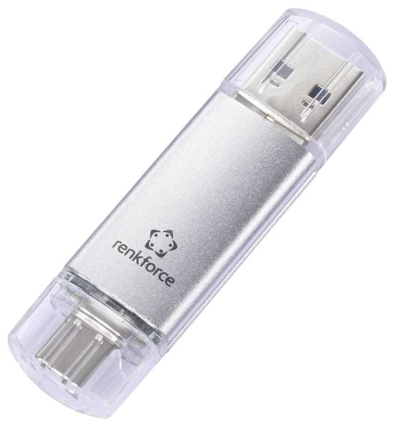Produktbild: Renkforce RF-USBOS-230 USB-Stick 64GB Silber RF-6688140 USB-A, USB-C&reg;