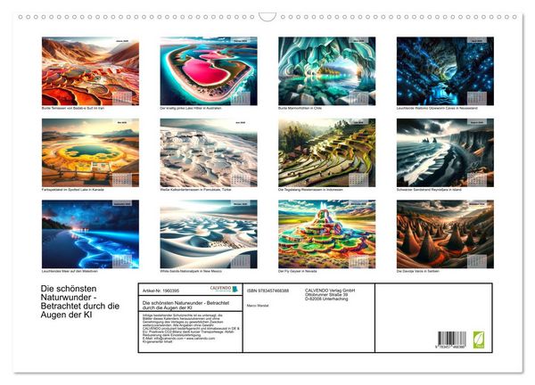 Produktbild: Die sch&ouml;nsten Naturwunder - Betrachtet durch die Augen der KI (Wandkalender 2026 DIN A2 quer), CALVENDO Monatskalender