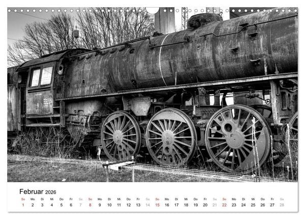 Produktbild: Unter Dampf - Eisenbahnromantik in schwarz-wei&szlig; (Wandkalender 2026 DIN A3 quer), CALVENDO Monatskalender