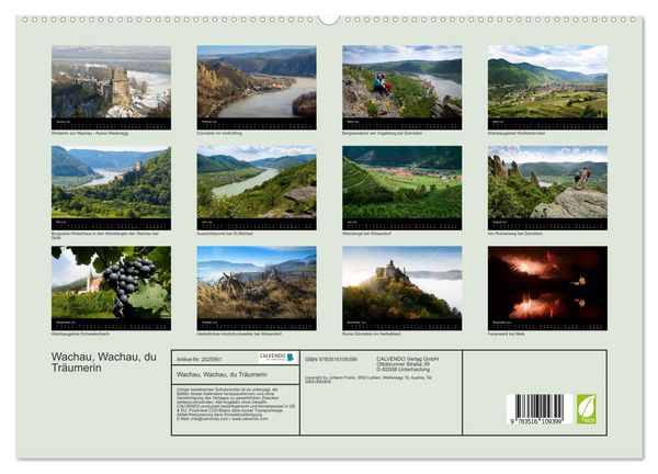 Produktbild: Wachau, Wachau, du Tr&auml;umerin (hochwertiger Premium Wandkalender 2026 DIN A2 quer), Kunstdruck in Hochglanz