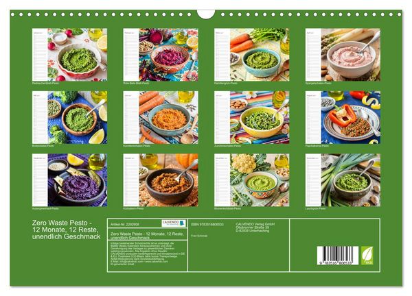 Produktbild: Zero Waste Pesto - 12 Monate, 12 Reste, unendlich Geschmack (Wandkalender 2027 DIN A3 quer), CALVENDO Monatskalender