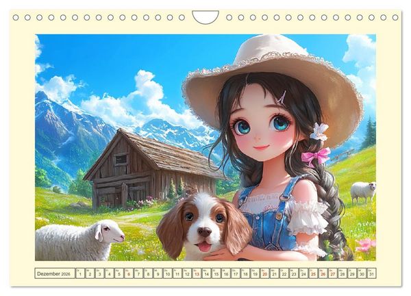 Produktbild: Kleine Cowgirls. Niedliche M&auml;dchen mit tierischen Freunden (Wandkalender 2026 DIN A4 quer), CALVENDO Monatskalender