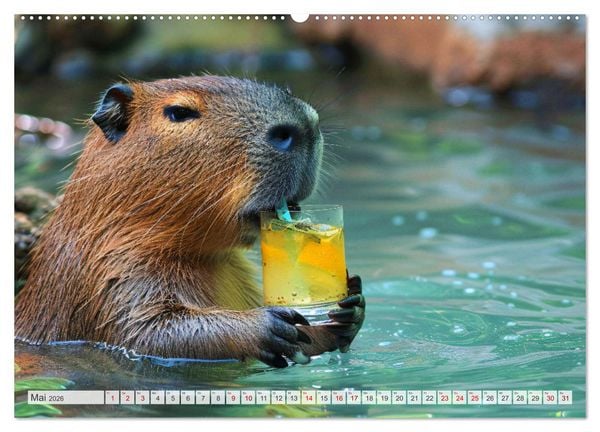 Produktbild: Capybaras im Alltag - Ein Jahr voller Abenteuer (hochwertiger Premium Wandkalender 2026 DIN A2 quer), Kunstdruck in Hochglanz