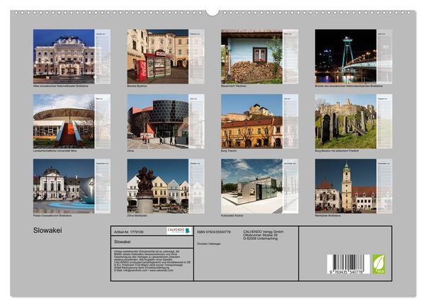 Produktbild: Slowakei (hochwertiger Premium Wandkalender 2025 DIN A2 quer), Kunstdruck in Hochglanz