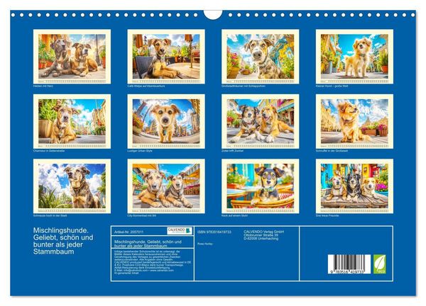 Produktbild: Mischlingshunde. Geliebt, sch&ouml;n und bunter als jeder Stammbaum (Wandkalender 2026 DIN A3 quer), CALVENDO Monatskalender