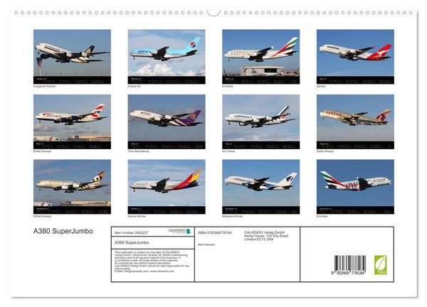 Produktbild: A380 SuperJumbo (High Quality Premium Wall Calendar 2027 DIN A2 landscape),CALVENDO 12 Month Wall Calendar