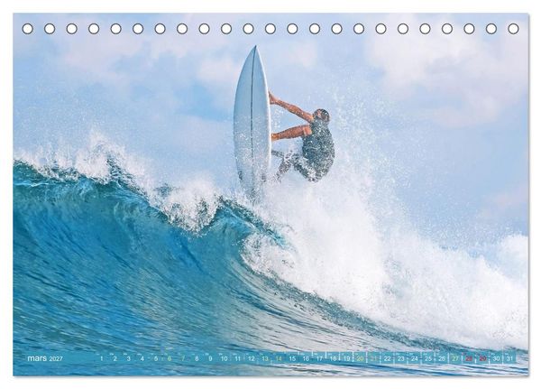 Produktbild: Le surf ou la qu&ecirc;te de la vague parfaite (Calendrier de bureau 2027 DIN A5 vertical), CALVENDO calendrier mensuel
