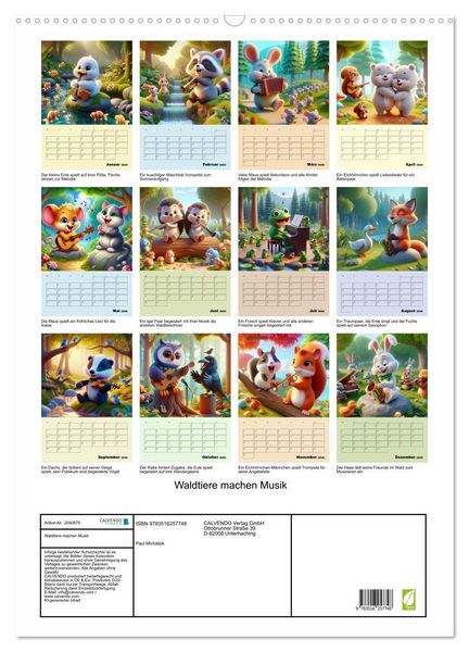 Produktbild: Waldtiere machen Musik (Wandkalender 2026 DIN A2 hoch), CALVENDO Monatskalender