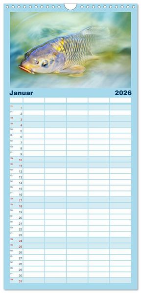 Produktbild: Familienplaner 2026 - Fischwelt - Artwork mit 5 Spalten (Wandkalender, 21 x 45 cm) CALVENDO