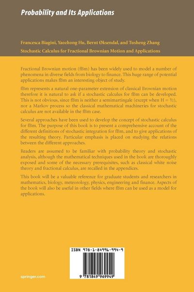 Produktbild: Stochastic Calculus for Fractional Brownian Motion and Applications