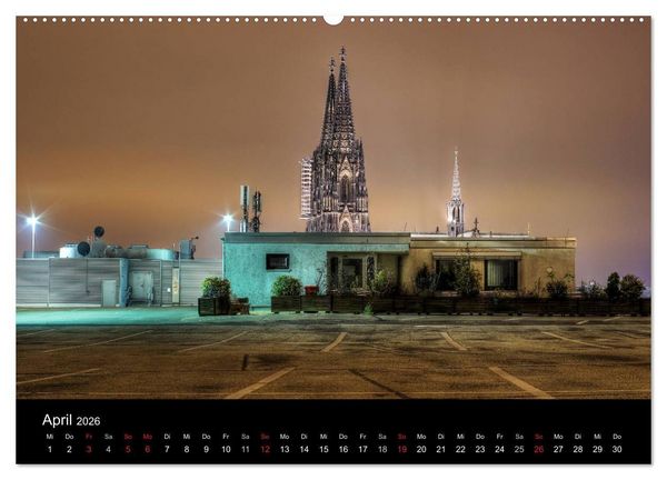 Produktbild: k&ouml;ln dunkelbunt II &ndash; Die Stadt leuchtet! (hochwertiger Premium Wandkalender 2026 DIN A2 quer), Kunstdruck in Hochglanz