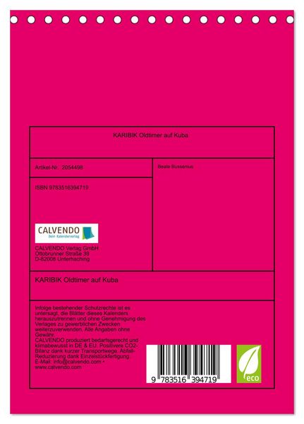 Produktbild: KARIBIK Oldtimer auf Kuba (Tischkalender 2026 DIN A5 hoch), CALVENDO Monatskalender
