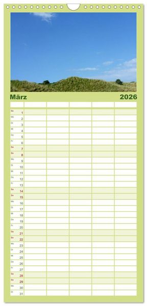 Produktbild: Familienplaner 2026 - T&ouml;werland Juist mit 5 Spalten (Wandkalender, 21 x 45 cm) CALVENDO