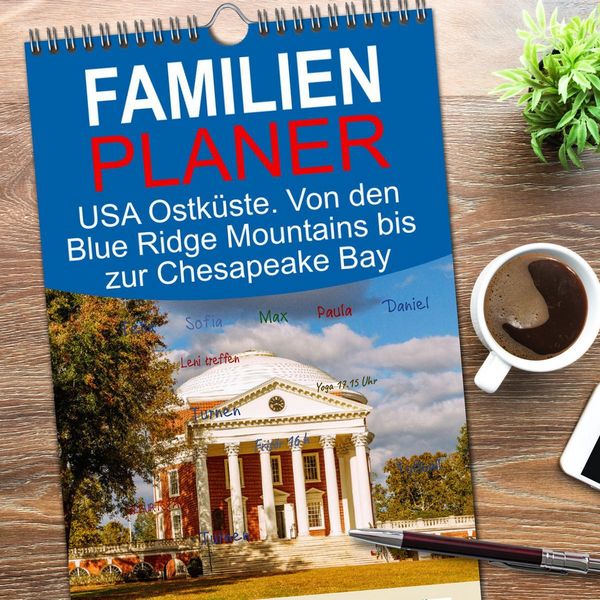 Produktbild: Familienplaner 2026 - USA Ostk&uuml;ste. Von den Blue Ridge Mountains bis zur Chesapeake Bay mit 5 Spalten (Wandkalender, 21 x 45 cm) CALVENDO