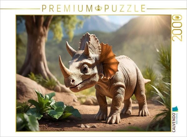 CALVENDO Puzzle Niedlicher kleiner Triceratops | 2000 Teile Lege-Größe 90x67cm Foto-Puzzle für glückliche Stunden