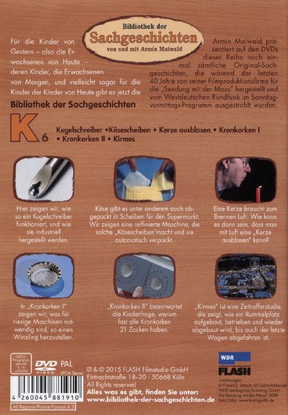 Produktbild: K6 - Kugelschreiber/K&auml;sescheiben/Kerze aufblasen/Kronkorken/Kirmes (Bibliothek der Sachgeschichten)