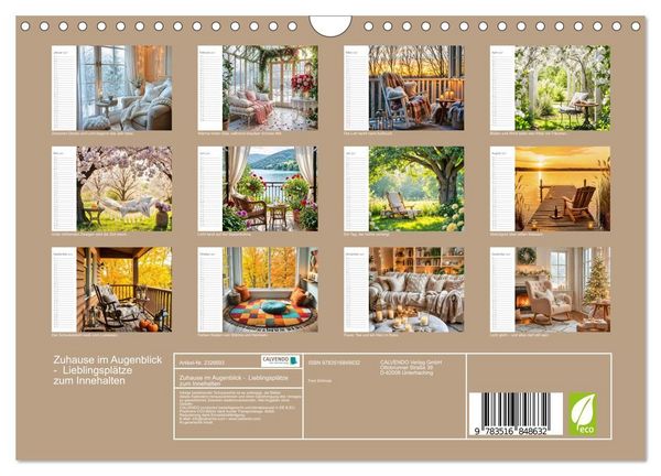 Produktbild: Zuhause im Augenblick - Lieblingspl&auml;tze zum Innehalten (Wandkalender 2027 DIN A4 quer), CALVENDO Monatskalender