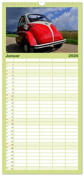 Produktbild: Familienplaner 2026 - BMW Isetta - Die Knutschkugel mit 5 Spalten (Wandkalender, 21 x 45 cm) CALVENDO