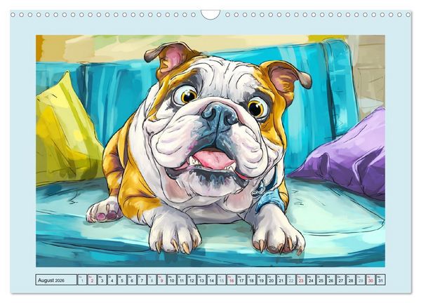 Produktbild: Bulldoggen. Lustige Cartoons von beliebten Charakterk&ouml;pfen (Wandkalender 2026 DIN A3 quer), CALVENDO Monatskalender