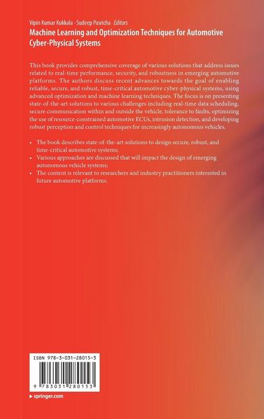 Produktbild: Machine Learning and Optimization Techniques for Automotive Cyber-Physical Systems
